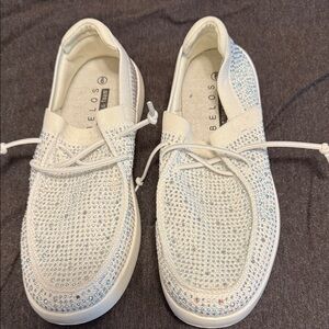 White Sparkle Women's Loafers